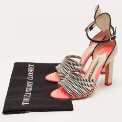 Pre Owned Sophia Webster Multicolour Glitter Leather Ankle Strap Sandals Size 37