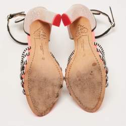 Pre Owned Sophia Webster Multicolour Glitter Leather Ankle Strap Sandals Size 37