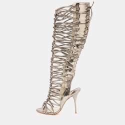 Sophia Webster Meatllic Leather Clementine Lace-Up Knee High Gladiator Sandals Size 39