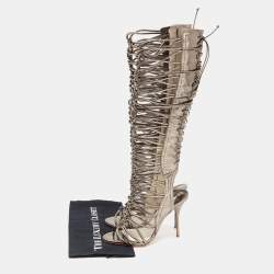 Sophia Webster Meatllic Leather Clementine Lace-Up Knee High Gladiator Sandals Size 39