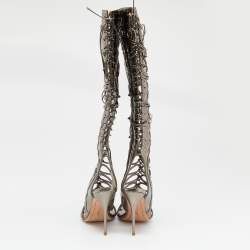 Sophia Webster Meatllic Leather Clementine Lace-Up Knee High Gladiator Sandals Size 39
