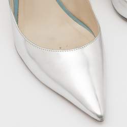 Pre Owned Sophia Webster Metallic Silver Leather Coco Flamingo Pointed Toe Pumps Size 39
