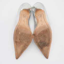 Pre Owned Sophia Webster Metallic Silver Leather Coco Flamingo Pointed Toe Pumps Size 39