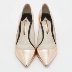 Sophia Webster Metallic Rose Gold Leather Coco Flamingo Pointed Toe Pumps Size 38.5
