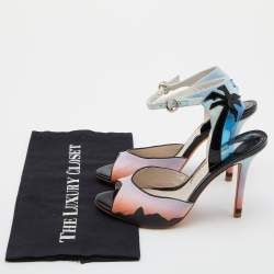Sophia Webster Multicolor Satin and Patent Leather Ankle Tie Sandals Size 38