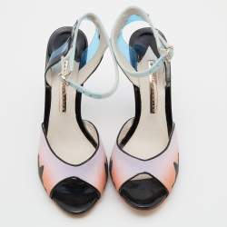 Sophia Webster Multicolor Satin and Patent Leather Ankle Tie Sandals Size 38