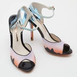 Sophia Webster Multicolor Satin and Patent Leather Ankle Tie Sandals Size 38