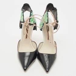 Pre Owned Sophia Webster Tricolor Leather and Satin Rousseau Jungle Ankle Tie Pumps Size 39