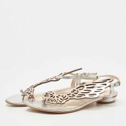 Pre Owned Sophia Webster Metallic Two Tone Leather Seraphina Flat Sandals Size 39