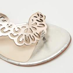 Pre Owned Sophia Webster Metallic Two Tone Leather Seraphina Flat Sandals Size 39