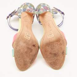 Pre Owned Sophia Webster Multicolor Leather and Printed Fabric Nicole Ankle Strap Sandals Size 41