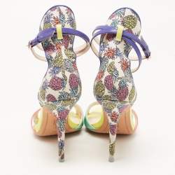 Pre Owned Sophia Webster Multicolor Leather and Printed Fabric Nicole Ankle Strap Sandals Size 41