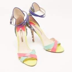 Pre Owned Sophia Webster Multicolor Leather and Printed Fabric Nicole Ankle Strap Sandals Size 41