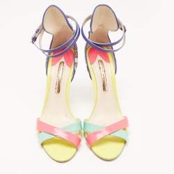 Pre Owned Sophia Webster Multicolor Leather and Printed Fabric Nicole Ankle Strap Sandals Size 41