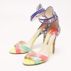 Pre Owned Sophia Webster Multicolor Leather and Printed Fabric Nicole Ankle Strap Sandals Size 41