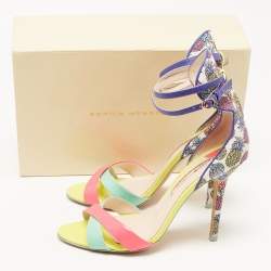Pre Owned Sophia Webster Multicolor Leather and Printed Fabric Nicole Ankle Strap Sandals Size 41