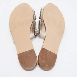 Pre Owned Sophia Webster Transparent PVC Crystal Embellished Madame Butterfly Flat Slides Size 40