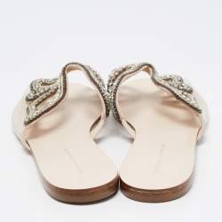 Pre Owned Sophia Webster Transparent PVC Crystal Embellished Madame Butterfly Flat Slides Size 40