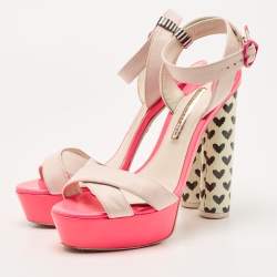 Pre Owned Sophia Webster Pink Leather Criss Cross Platform Ankle Strap Sandals Size 41