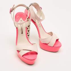 Pre Owned Sophia Webster Pink Leather Criss Cross Platform Ankle Strap Sandals Size 41