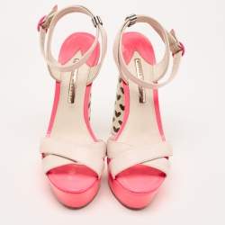 Pre Owned Sophia Webster Pink Leather Criss Cross Platform Ankle Strap Sandals Size 41
