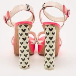 Pre Owned Sophia Webster Pink Leather Criss Cross Platform Ankle Strap Sandals Size 41