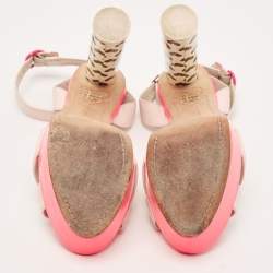 Pre Owned Sophia Webster Pink Leather Criss Cross Platform Ankle Strap Sandals Size 41