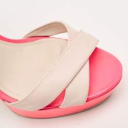 Pre Owned Sophia Webster Pink Leather Criss Cross Platform Ankle Strap Sandals Size 41