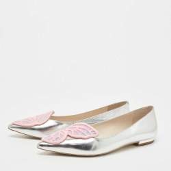 Sophia Webster Silver Leather Bibi Butterfly Ballet Flats Size 40.5