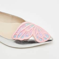 Sophia Webster Silver Leather Bibi Butterfly Ballet Flats Size 40.5