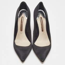 Sophia Webster Black Satin Coco Crystal Embellished Pointed Toe Pumps Size 39.5