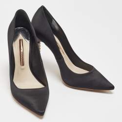 Sophia Webster Black Satin Coco Crystal Embellished Pointed Toe Pumps Size 39.5