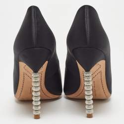 Sophia Webster Black Satin Coco Crystal Embellished Pointed Toe Pumps Size 39.5