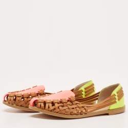 Sophia Webster Multicolor Woven Leather and Patent Loafers Size 36 