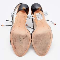 Pre Owned Sophia Webster Tricolor Polka Dot Leather and Patent Leilou Sandals Size 38