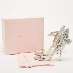 Sophia Webster Silver Leather and Canvas Chiara Ankle Strap  Sandals Size 39