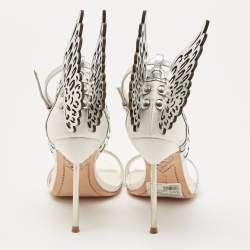 Pre Owned Sophia Webster Silver/Grey Leather and Satin Chiara Sandals Size 38