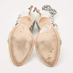 Pre Owned Sophia Webster Silver/Grey Leather and Satin Chiara Sandals Size 38