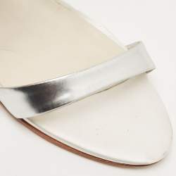 Pre Owned Sophia Webster Silver/Grey Leather and Satin Chiara Sandals Size 38