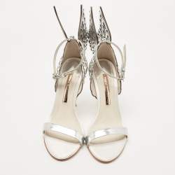 Pre Owned Sophia Webster Silver/Grey Leather and Satin Chiara Sandals Size 38