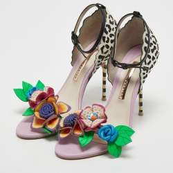 Sophia Webster Multicolor  Leather Lilico Floral Embellished Ankle Strap Sandals Size 38.5