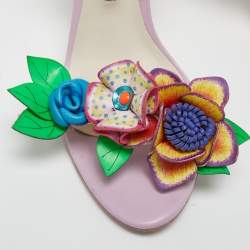 Sophia Webster Multicolor  Leather Lilico Floral Embellished Ankle Strap Sandals Size 38.5