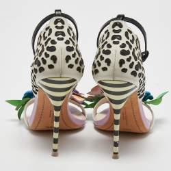 Sophia Webster Multicolor  Leather Lilico Floral Embellished Ankle Strap Sandals Size 38.5
