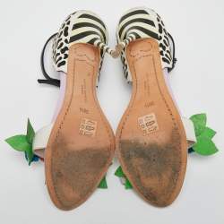 Sophia Webster Multicolor  Leather Lilico Floral Embellished Ankle Strap Sandals Size 38.5