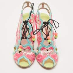 Sophia Webster Multicolor PVC And Leather Trim Flamingo Ankle Wrap Sandals Size 39