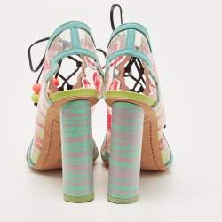 Sophia Webster Multicolor PVC And Leather Trim Flamingo Ankle Wrap Sandals Size 39
