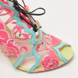 Sophia Webster Multicolor PVC And Leather Trim Flamingo Ankle Wrap Sandals Size 39
