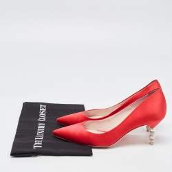 Sophia Webster Red Satin  Crystal Embellished Coco Pumps Size 38