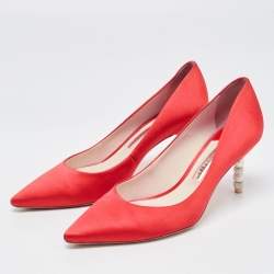 Sophia Webster Red Satin  Crystal Embellished Coco Pumps Size 38