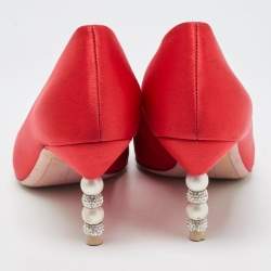 Sophia Webster Red Satin  Crystal Embellished Coco Pumps Size 38